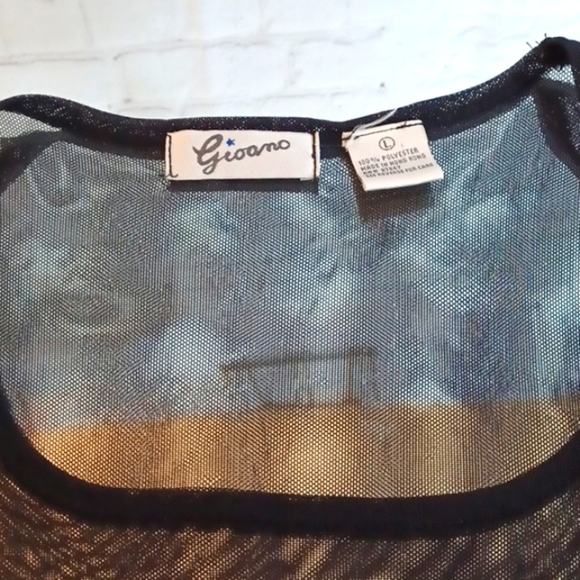 Womans Gionoa Sexy Black Mesh Shoulders & Back Top L - Picture 4 of 7